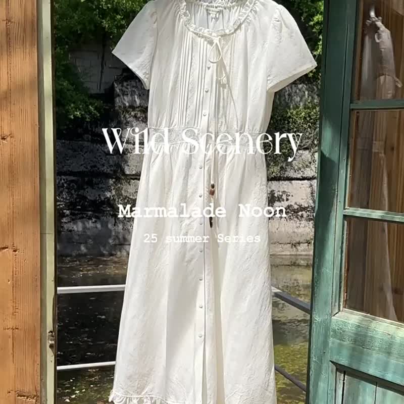 雲朵白 古嶼 vintage蕾絲花邊重工洋裝 白色通勤法式復古連身裙 - 洋裝/連身裙 - 棉．麻 白色
