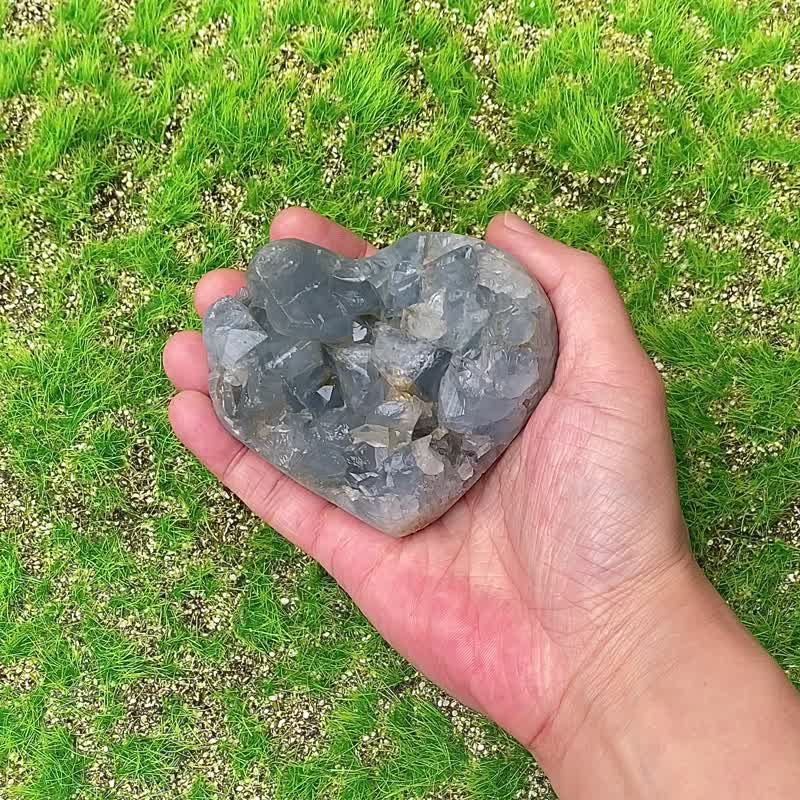 能量擺件-天然原礦深藍天青石愛心 幾何 藍水晶 家居 辦公室 擺件 - 其他 - 水晶 藍色