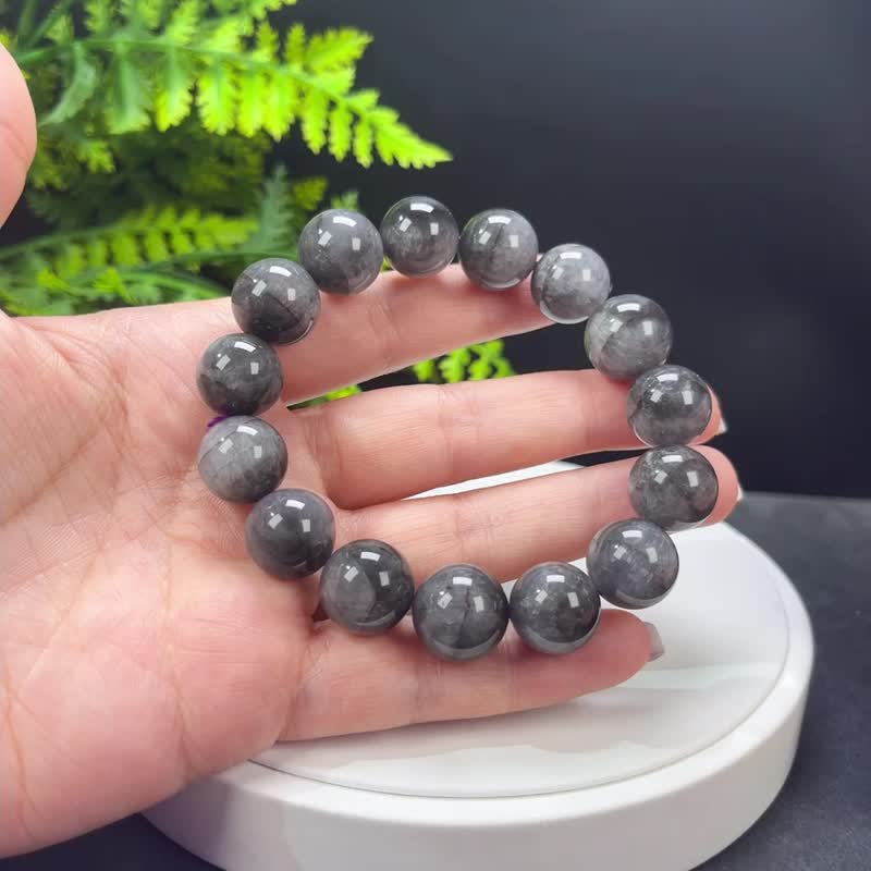 極光23水晶手串 世上最古老 黑色 聚寶盆 14mm 能量單圈水晶手鏈 - 手鍊/手環 - 水晶 黑色