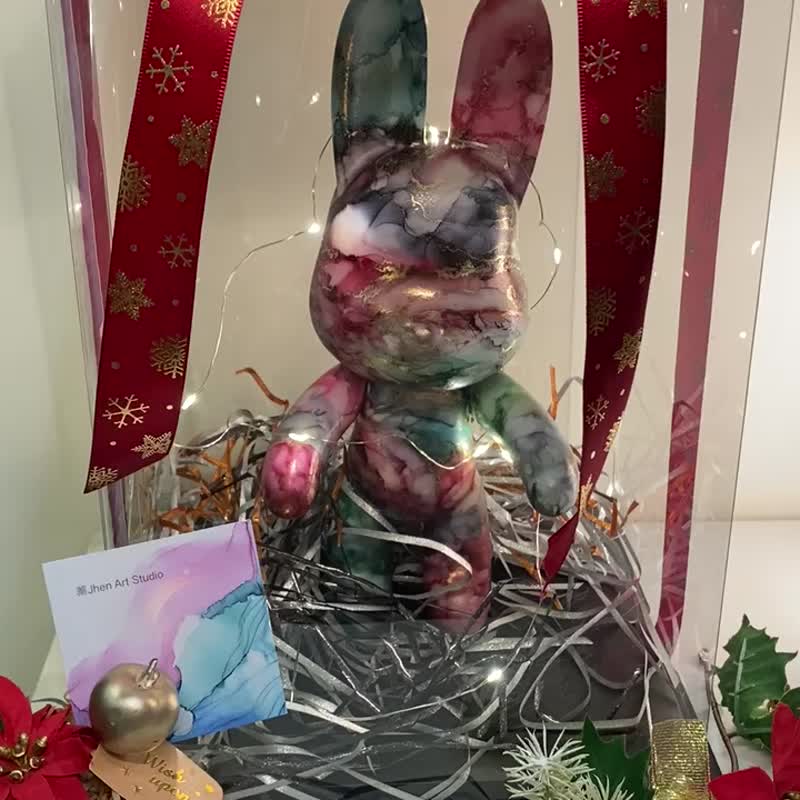 【Christmas Gift】【Exchange Gift】Alcohol Ink Fluid Rabbit. Customized. Exclusive in Taiwan - Items for Display - Other Materials Multicolor