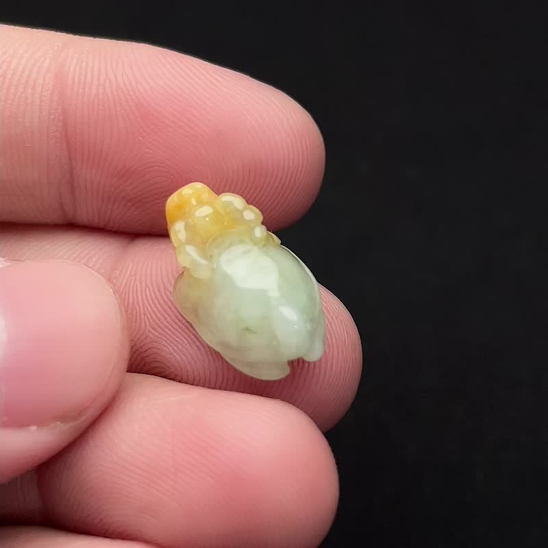 冰糯綠飄黃翡翠龍龜 | 天然緬甸玉翡翠A貨 - 其他 - 玉石 綠色