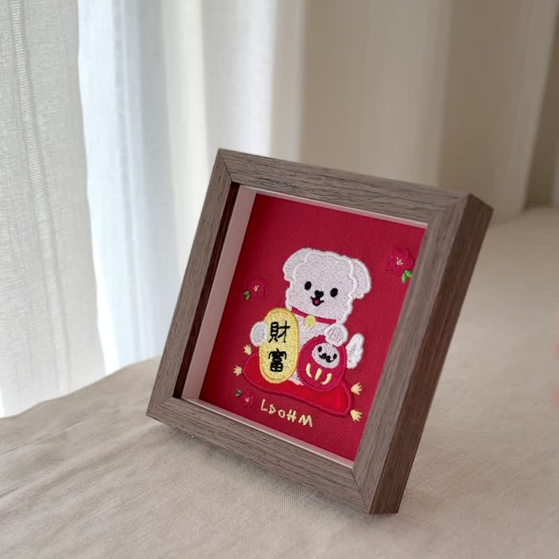 【財富自由】馬爾濟斯 刺繡畫|實木框|濟運亨通 - 相框/畫框 - 棉．麻 白色