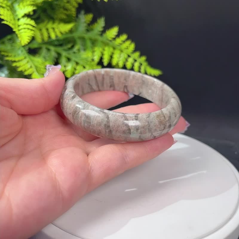 Natural Flesh Pink Green Feldspar Bangle 60MM - สร้อยข้อมือ - เครื่องประดับพลอย 
