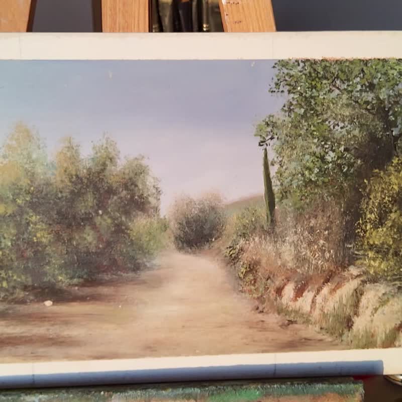 Tunnel of Trees Scenic Forest Road Original Oil Painting - 插畫/繪畫/寫字 - 其他金屬 