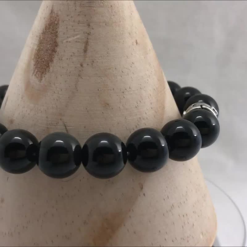Obsidian Lovers Stretch Bracelet Beads Precious Stones 6mm 10mm 1 Set - Bracelets - Gemstone Black
