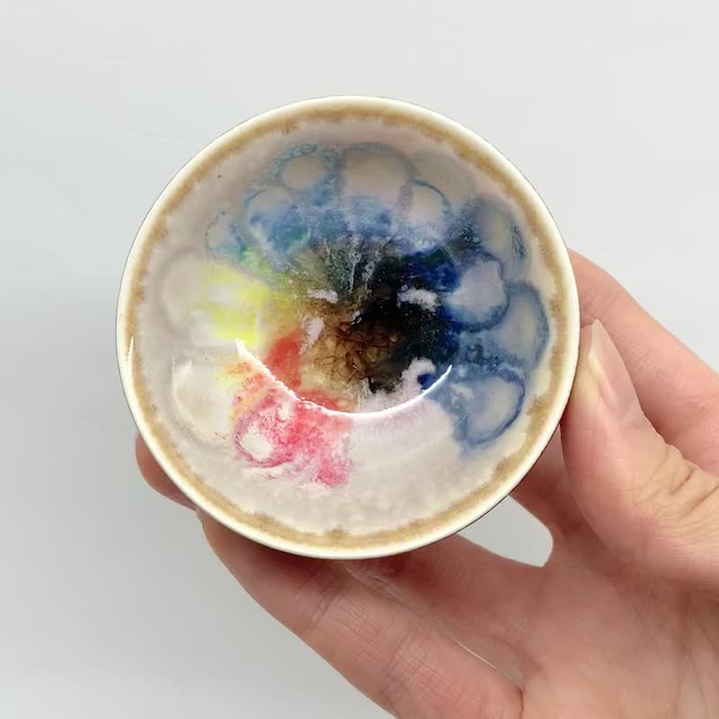 冰晶油畫 功夫杯 60ml 邱毓寧 鶯歌燒 E9-04 - 茶壺/茶杯/茶具 - 瓷 多色