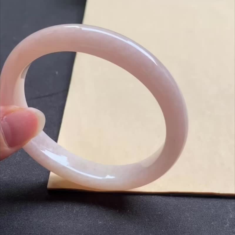 天然翡翠玉鐲 A玉手鐲玉鈪 • 橘粉珊瑚翡翠貴妃鐲 - 手鍊/手環 - 玉石 粉紅色