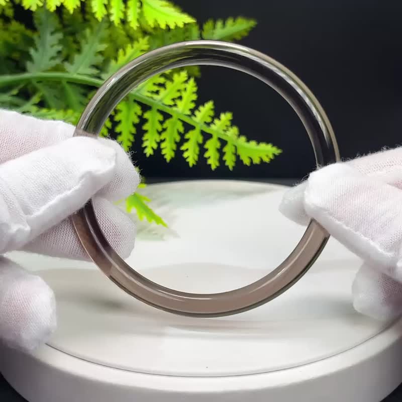 高品質 玻璃體茶晶手鐲 62MM 冰透仙女條煙晶手環 穩定脈輪冷靜 - 手鍊/手環 - 水晶 