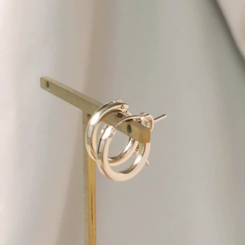 14KGF Minimalist Thick Gold Hoop Earrings, Everyday Earrings - Earrings & Clip-ons - Precious Metals Gold