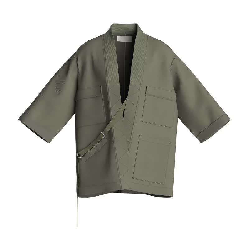 Stark Kimono Coat - Artichoke - Men's Coats & Jackets - Cotton & Hemp Green