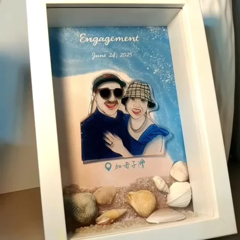 【客製化立體海灘音樂語音祝福相框】結婚禮物、彌月禮物、生日禮 - 相框/畫框 - 其他材質 多色