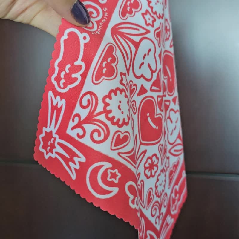 紅兔愛心 超細纖維布 ・眼鏡布 ・拭鏡布 20x20cm - 眼鏡盒/眼鏡布 - 聚酯纖維 紅色