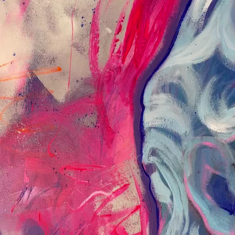 Abstract David Sculpture Oil Painting Original Pink Artwork Modern Statue Art - 壁貼/牆壁裝飾 - 壓克力 多色