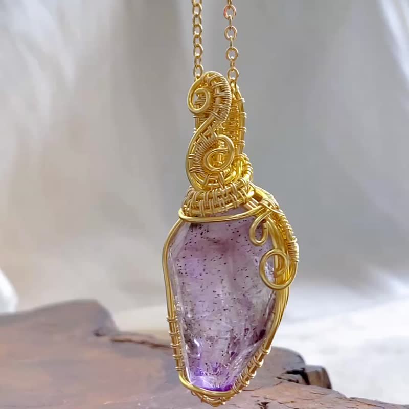 [Strawberry Crystal Super Seven] Handmade crystal pendant necklace/original stone weaving - สร้อยคอ - คริสตัล หลากหลายสี