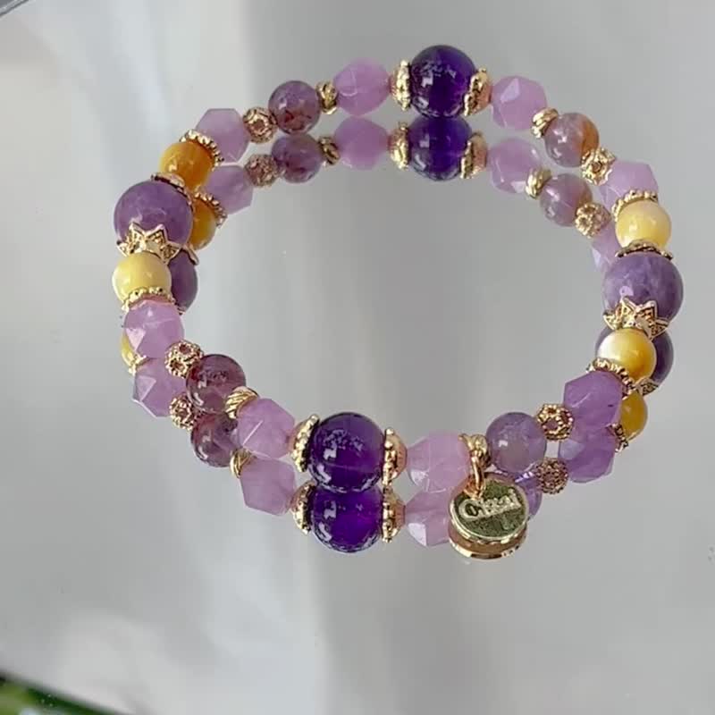 Lucky, Wealthy and Popular Amethyst Fluorite Stone Amethyst Natural Crystal Bracelet - Bracelets - Crystal 