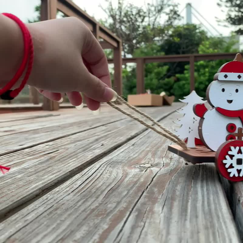 【聖誕禮物】雪人麋鹿雪橇組 聖誕禮盒 DIY 手做 材料包 交換禮物 - 木工/竹藝/紙雕 - 木頭 咖啡色