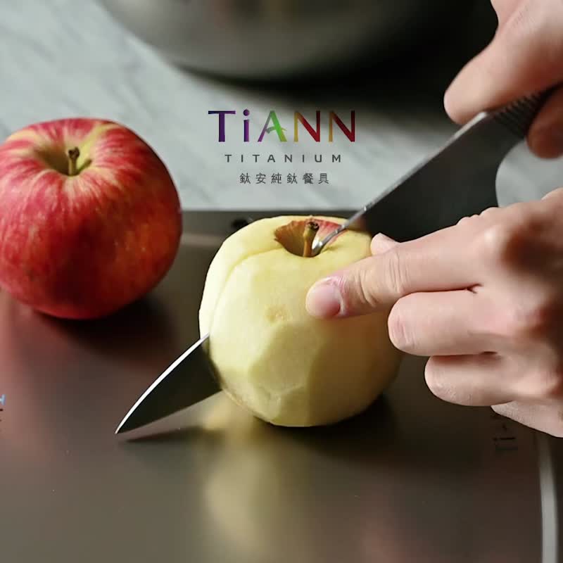 [Never moldy] Patented antibacterial pure titanium cutting board-center cutting board/baking plate/tray/camping plate - ถาดเสิร์ฟ - โลหะ สีเงิน