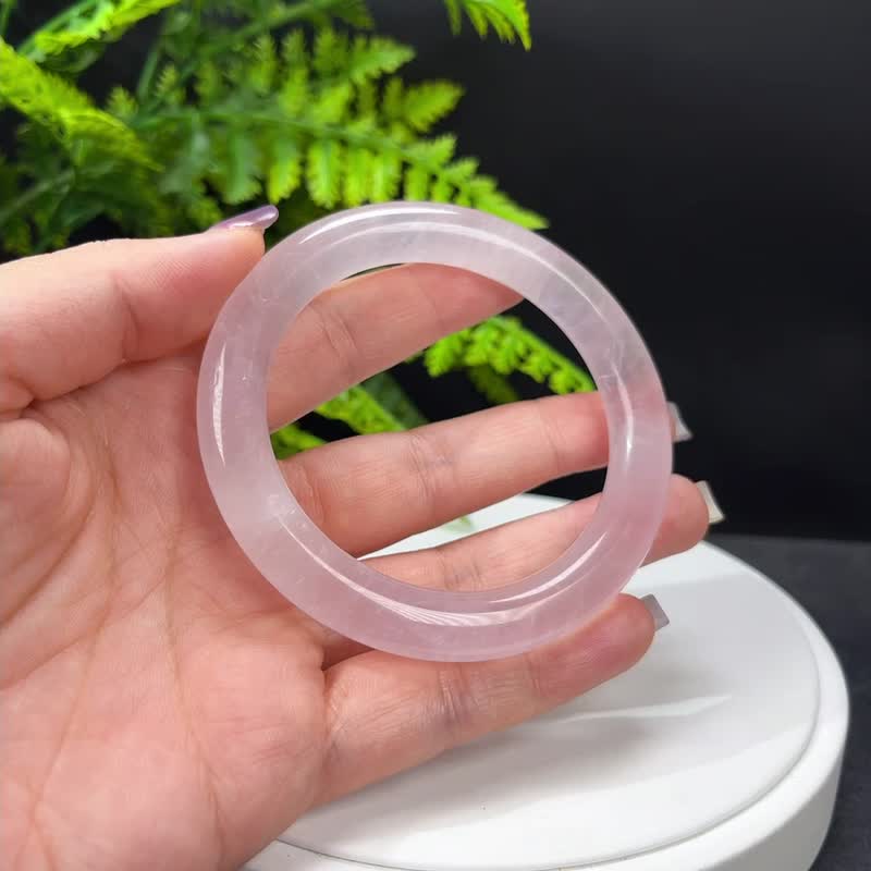 冰透 粉晶手镯 59MM 玫瑰水晶芙蓉 冰飄石英手環 顯氣質 清新粉嫩 - 手鍊/手環 - 水晶 粉紅色