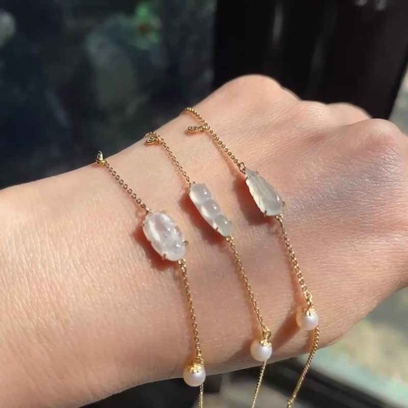 Natural Burmese Jadeite - Ice Species Lighting Pieces 18K Gold Bracelet - Bracelets - Semi-Precious Stones 