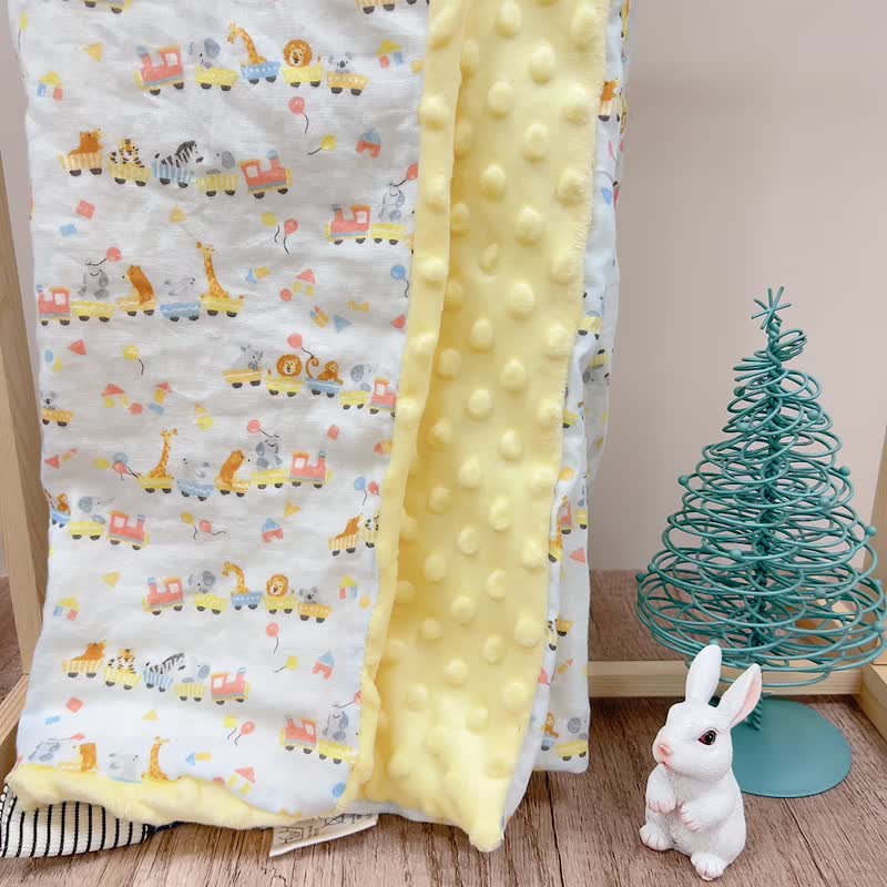 Minky Fabric Blanket-Zoo Train - ผ้าปูที่นอน - ผ้าฝ้าย/ผ้าลินิน หลากหลายสี