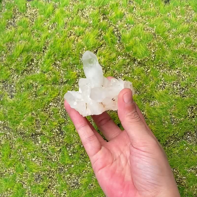 天然彩虹菠蘿白水晶簇 開運 可消磁晶石手鍊 快速出貨 入厝禮物 - 擺飾/家飾品 - 水晶 白色