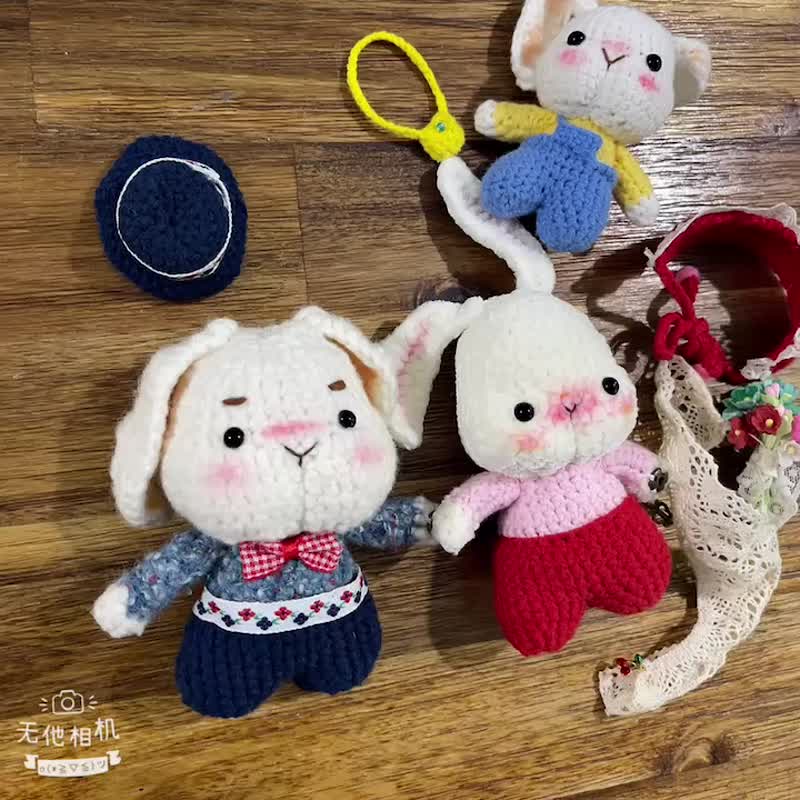 Nikko Alley Rabbit Family Wool Doll Rabbit Pendant Keychain Doll - ตุ๊กตา - ผ้าฝ้าย/ผ้าลินิน 