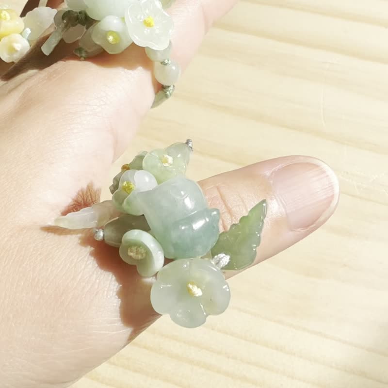 手工玉戒指－檸檬花園 - 戒指 - 玉石 黃色