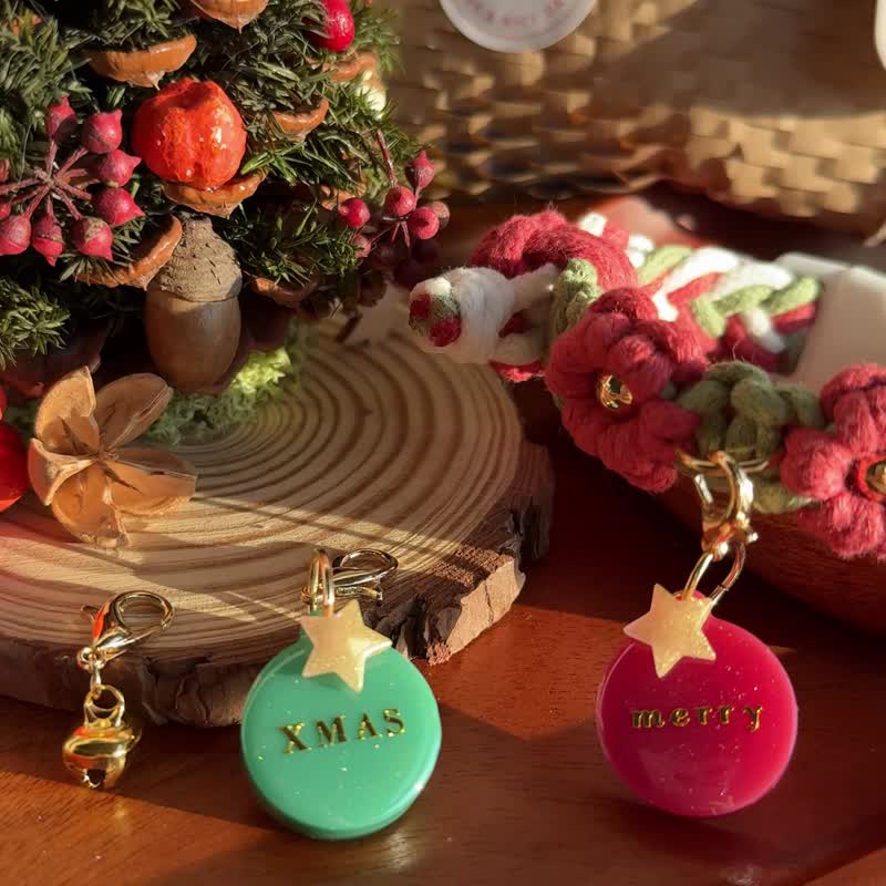 聖誕星願 | 客製手作 寵物項圈&名牌 期間限定優惠組 - 項圈/牽繩 - 棉．麻 