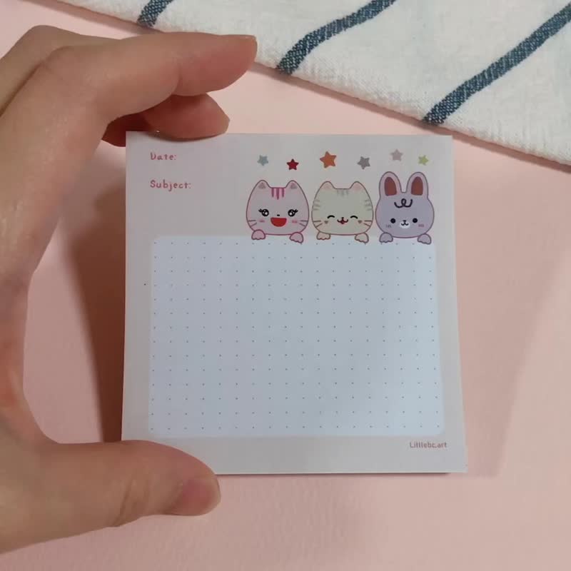 Kittens and rabbit 3 inch notepad - Sticky Notes & Notepads - Paper White