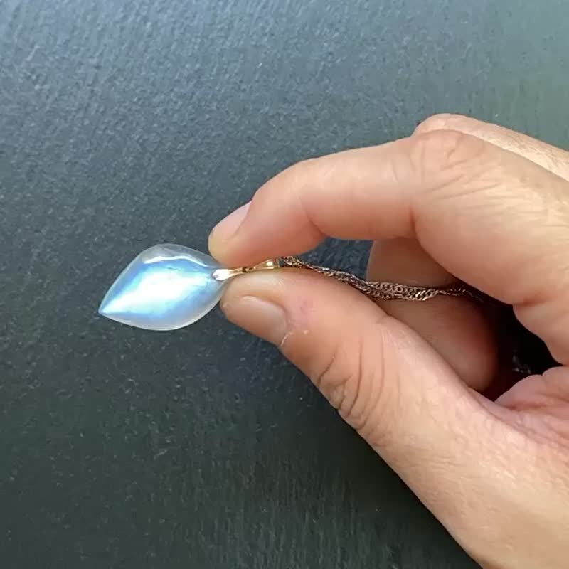 Natural Ice Translucent Blue Moonstone 925 Sterling Silver Titanium Steel Necklace for Prosperous Wealth and Marriage - Necklaces - Crystal Multicolor