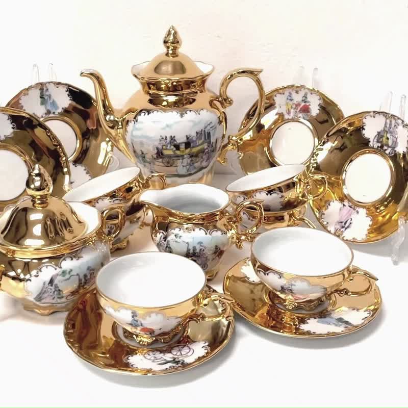 Rieber & Co. Mitterteich - Collectible coffee set for 6 people - Coffee Pots & Accessories - Pottery Gold