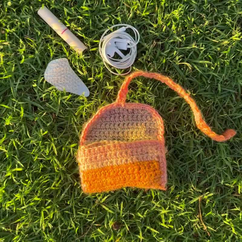 客製手作編織雙層小包 - 編織/刺繡/羊毛氈/縫紉 - 羊毛 