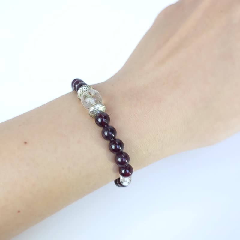 Night Guardian (Stone/white crystal/hair crystal) (14cm) - Bracelets - Stone Purple