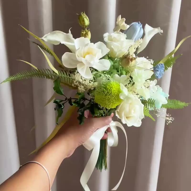 [Eternal Flowers] White, green and blue bouquets/Eternal bouquets/Photo bouquets/Bridal bouquets/Registration bouquets - Dried Flowers & Bouquets - Plants & Flowers Multicolor