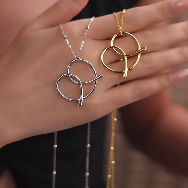 愛心鹼水麵包項鍊 - 項鍊 - 純銀 金色