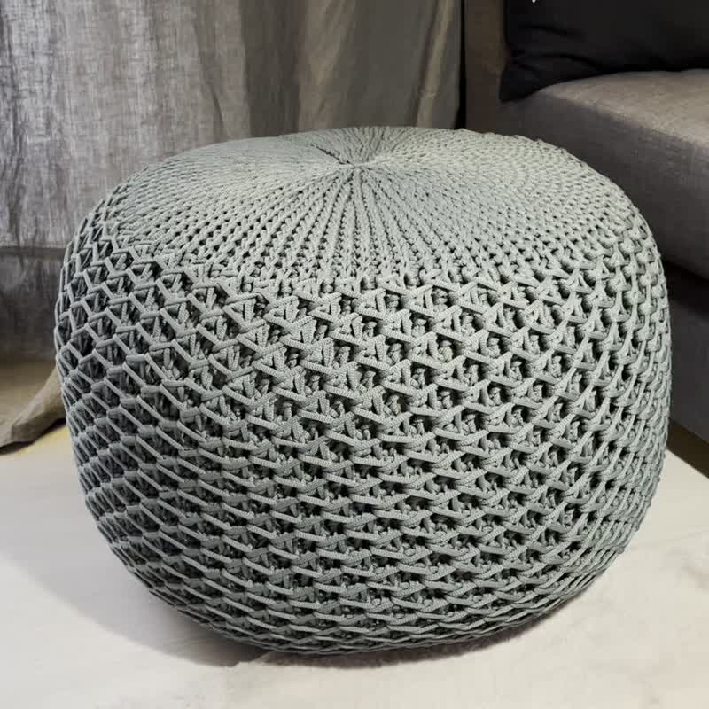 Pouf Chair, Knit pouf footstool, Pouf Ottoman, Round floor pillow, Ottoman - Other Furniture - Waterproof Material 
