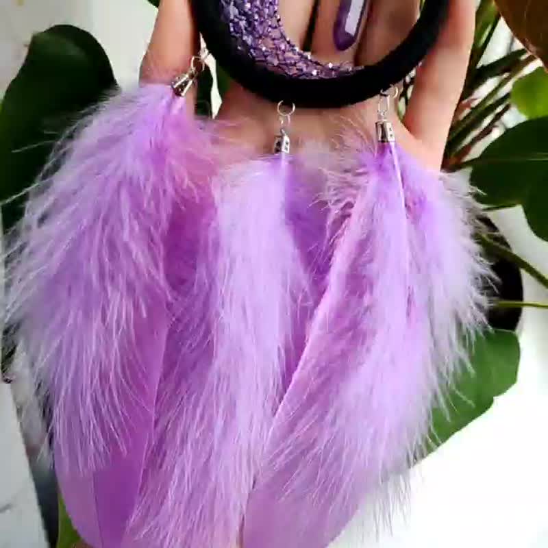 Small amethyst purple dream catcher with amethyst crystal Crescent moon purple - 壁貼/牆壁裝飾 - 寶石 紫色