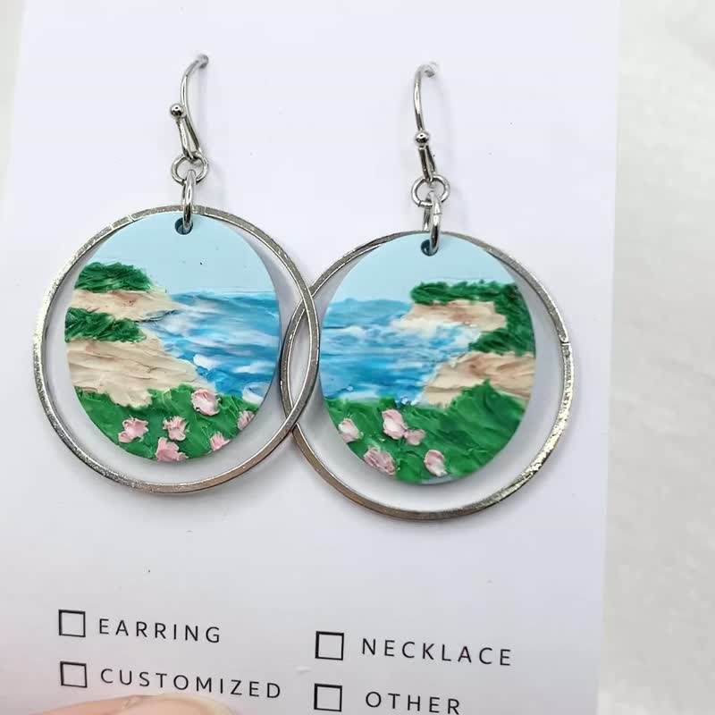 Coast polymer clay earrings - Earrings & Clip-ons - Clay Multicolor