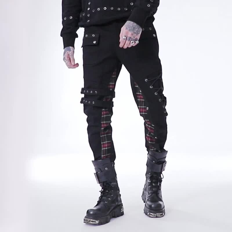 Mens plaid hot sale punk pants