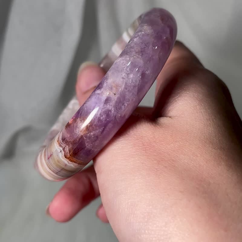 Aurora Amethyst Symbiotic Agate 58.3 Gold Circle - สร้อยข้อมือ - คริสตัล สีม่วง