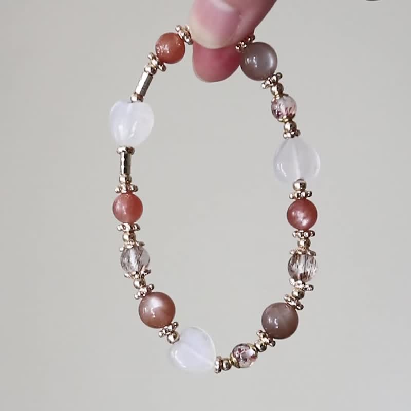 [Warm Heart] Black Gold Super Seven Gold Backbone Moonstone Super Seven Sun Stone/Lucky, Lucky/ - Bracelets - Crystal Brown