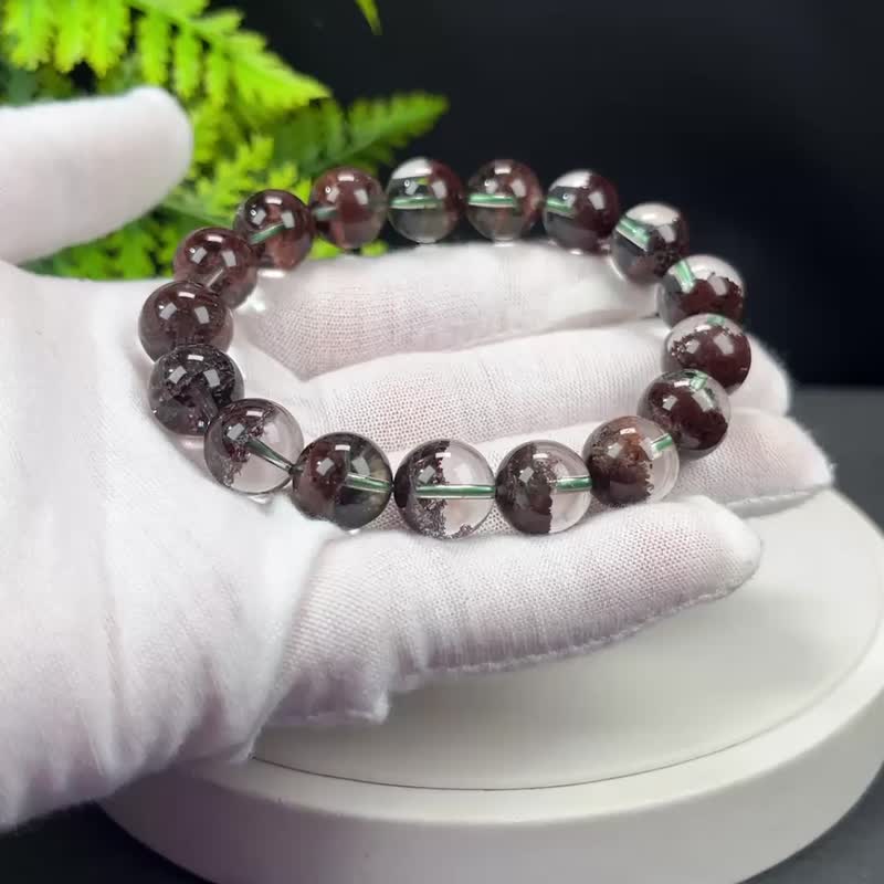 高品質巴西紅色幻影幽靈水晶手串12mm冰透幹淨半盆女熱情活力療愈 - 手鍊/手環 - 水晶 紅色