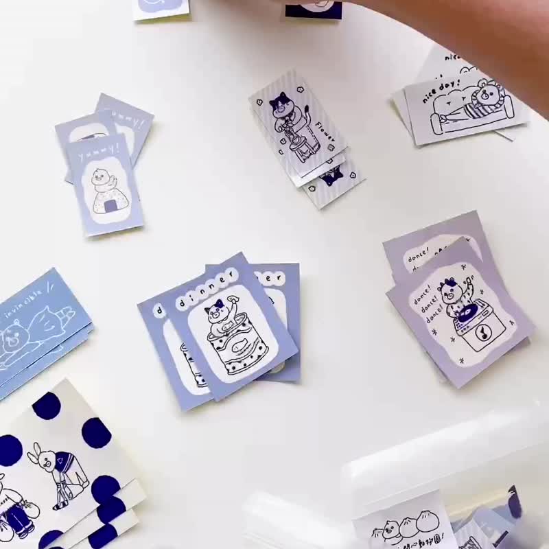 Happy Zoo vol.1 dark blue series - sticker pack 30 pieces - Stickers - Paper Blue