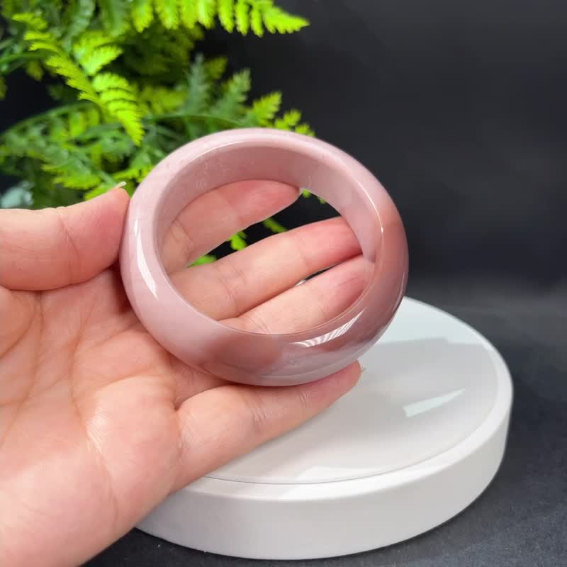 阿拉善瑪瑙手鐲 57MM 高瓷玉化漸變粉天眼戈壁彩玉手環 友善希望 - 手鍊/手環 - 半寶石 粉紅色