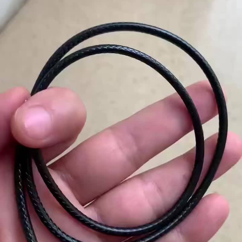 1piece 1-3MM 40-60CM Black Rope Necklaces Unisex Real 925 Sterling Silver PU Lea - 項鍊 - 其他材質 黑色