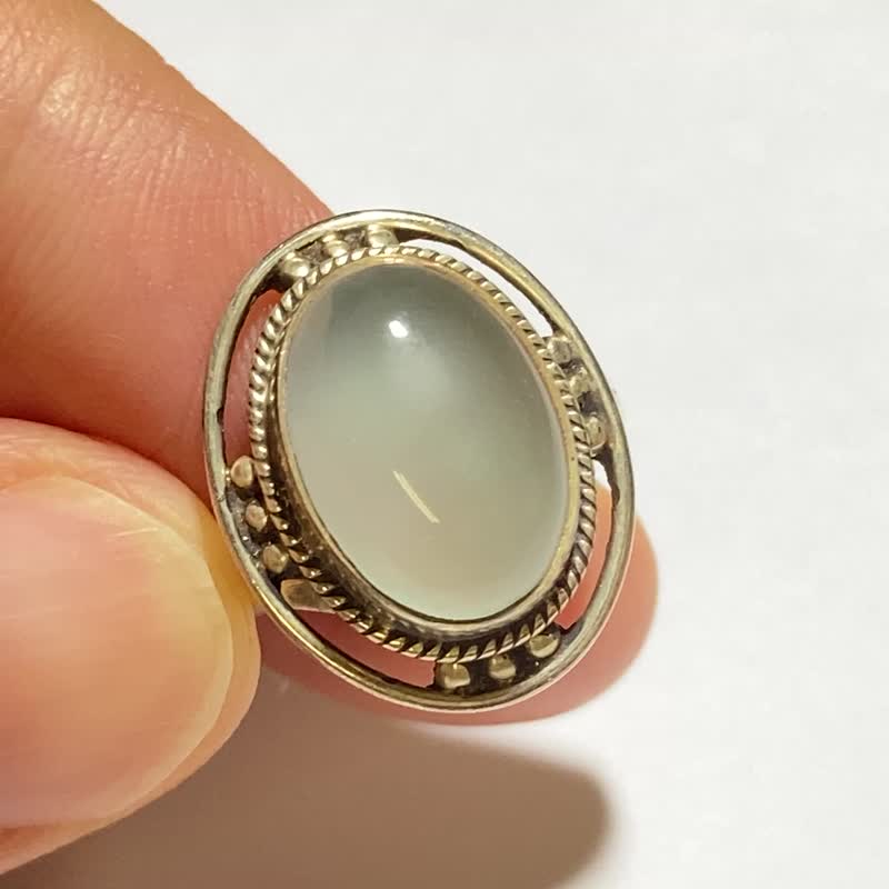 Natural Blue Chalcedony Ring Handmade 925 Sterling Silver Nepal - แหวนทั่วไป - หยก 