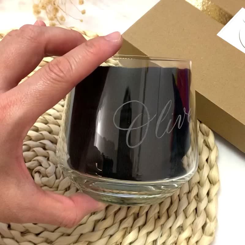 [Customized] Whiskey wine glass with custom engraving 390ml gift box packaging - Cups - Glass Transparent