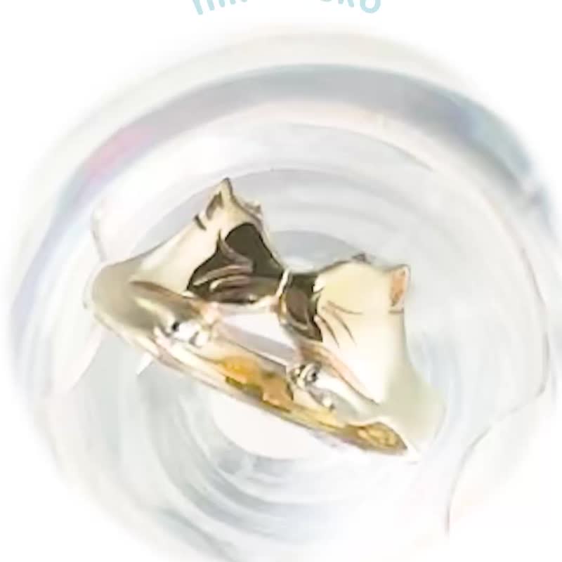 【愛のあかし、鼻でkissする仲良し猫達のリング】 / silver925,k18 (Made In Japan) - 戒指 - 其他金屬 金色
