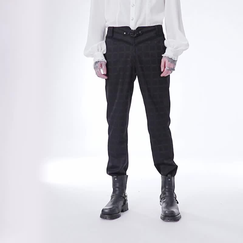 Gothic Servant Plaid Trousers - Men's Pants - Other Materials Black
