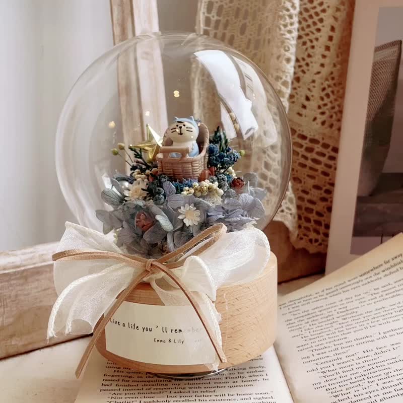 Immortal flowers, everlasting flowers, rotating music box, newborn gift, baby gift - ช่อดอกไม้แห้ง - พืช/ดอกไม้ หลากหลายสี